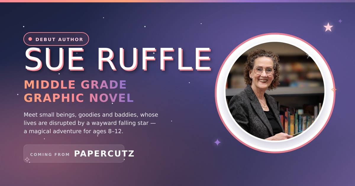 Branded social card for Sue Ruffle's debut graphic novel